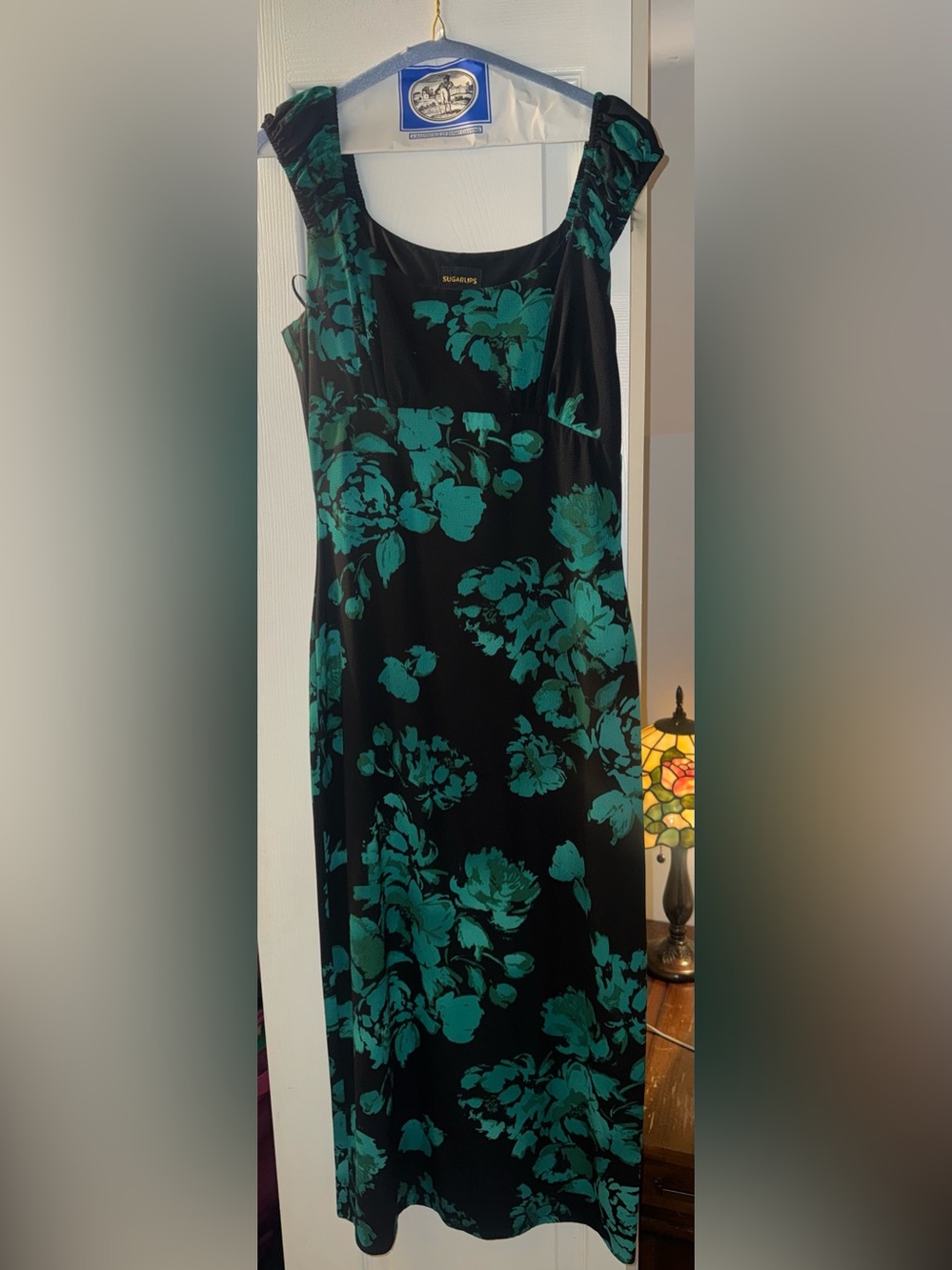 Sugarlips Floral Maxi Dress in Black & Green